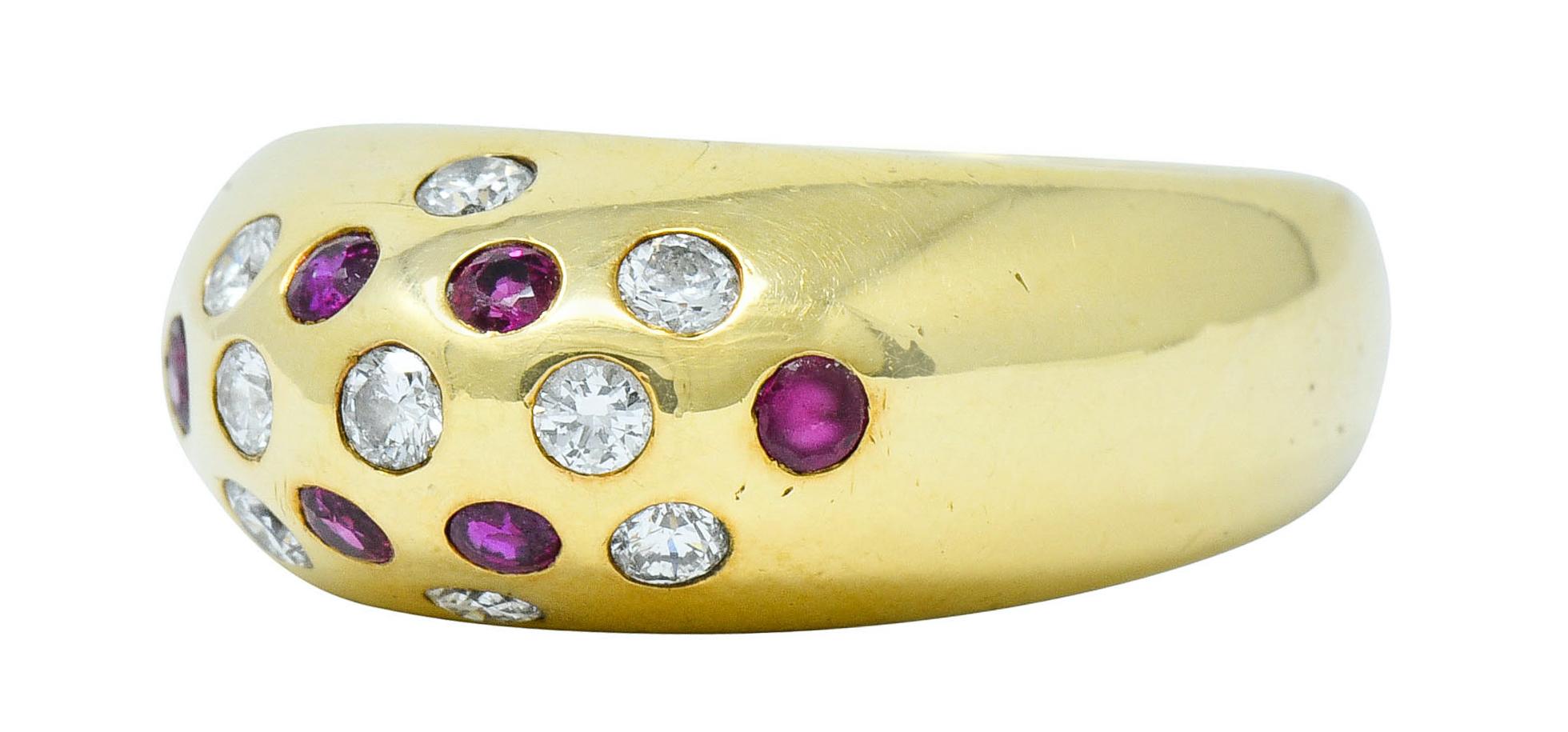 Vintage Ruby Diamond 18 Karat Gold Bombe Sprinkle Band Ring 1