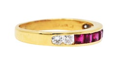 Vintage Ruby Diamond 18 Karat Gold Channel Band Ring