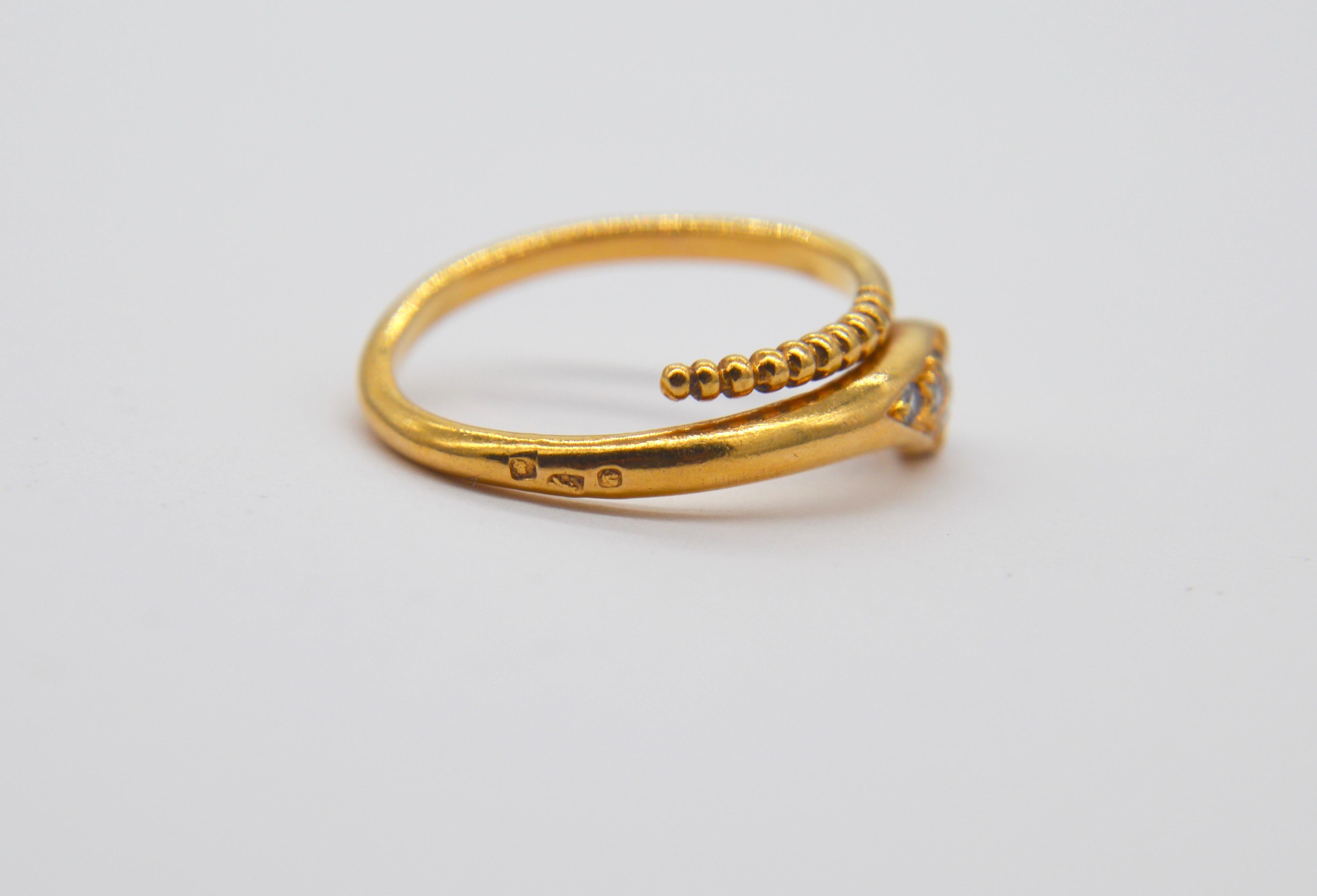 Modernist Vintage Ruby Diamond 18 Karat Gold Snake Wrap Ring For Sale