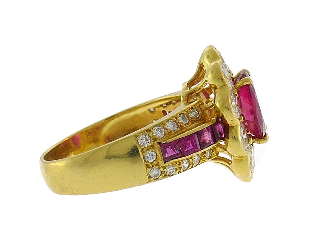 Vintage Ruby Diamond 18k Yellow Gold Ring 2