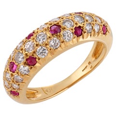 Vintage ruby diamond 18k yellow gold ring