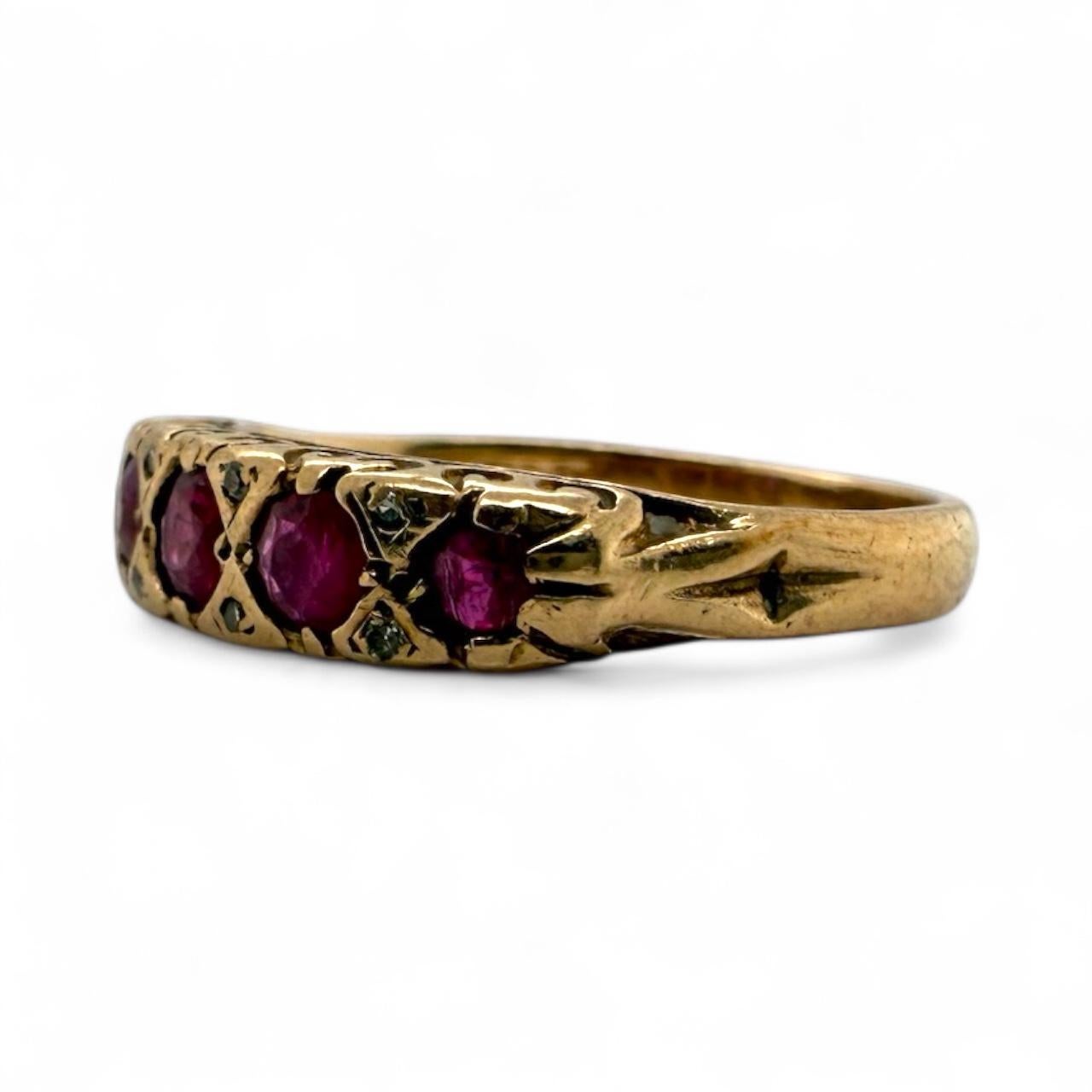 Donna Fascia di rubini e diamanti d'epoca in oro rosa 9K Circa 1903 in vendita