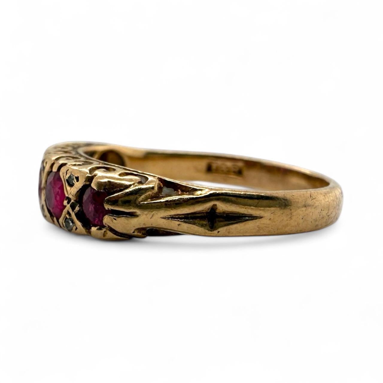 Fascia di rubini e diamanti d'epoca in oro rosa 9K Circa 1903 in vendita 1
