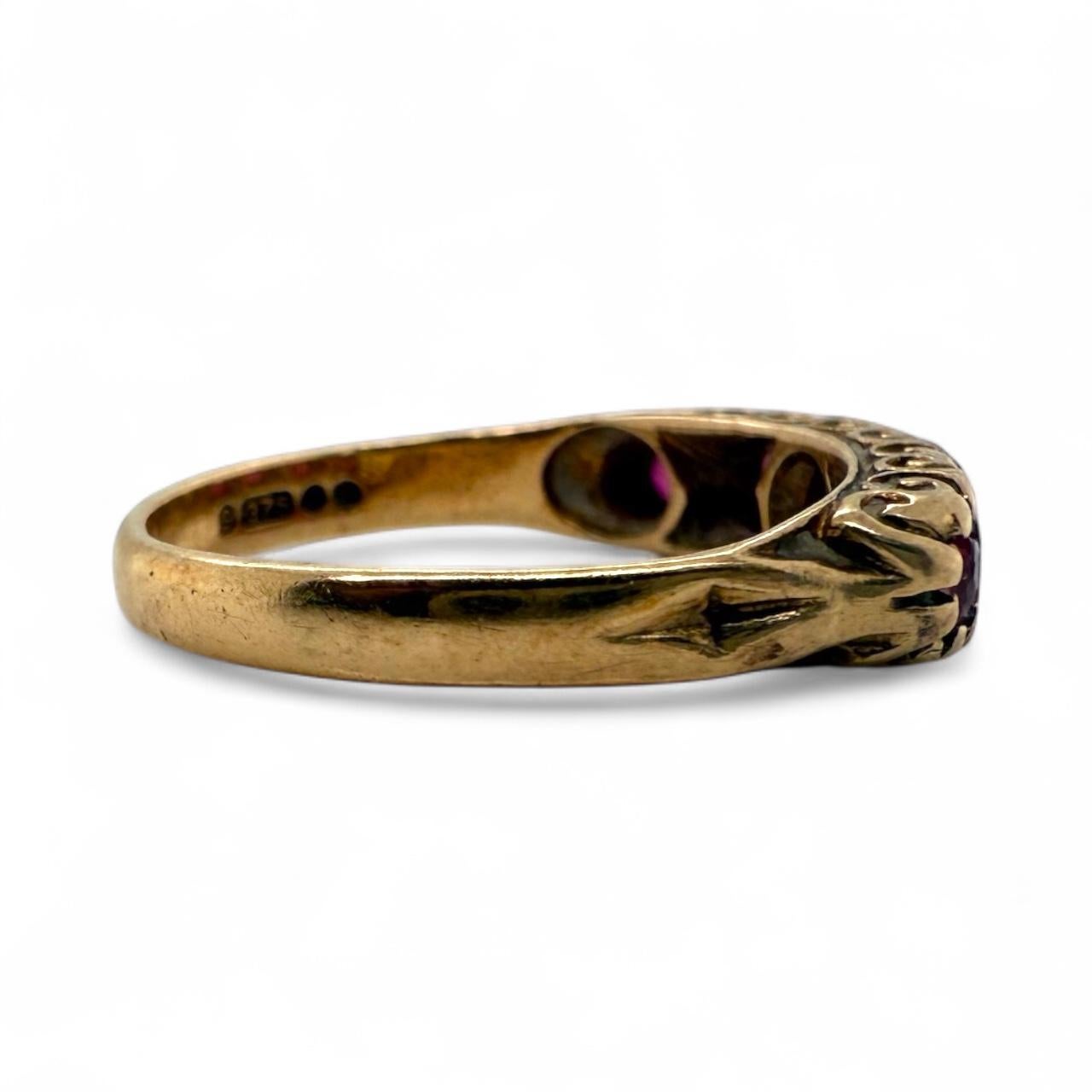 Fascia di rubini e diamanti d'epoca in oro rosa 9K Circa 1903 in vendita 2