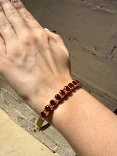 Vintage Rubin & Diamant Armreif Armband 14K Gelbgold