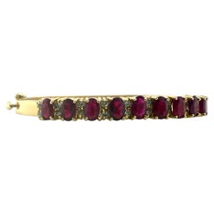 Vintage Ruby & Diamond Bangle Bracelet 14K Yellow Gold