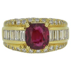 Vintage Ruby Diamond Bombe Ring