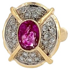 Vintage Ruby & Diamond Cluster Ring – 1.15ct Oval Ruby
