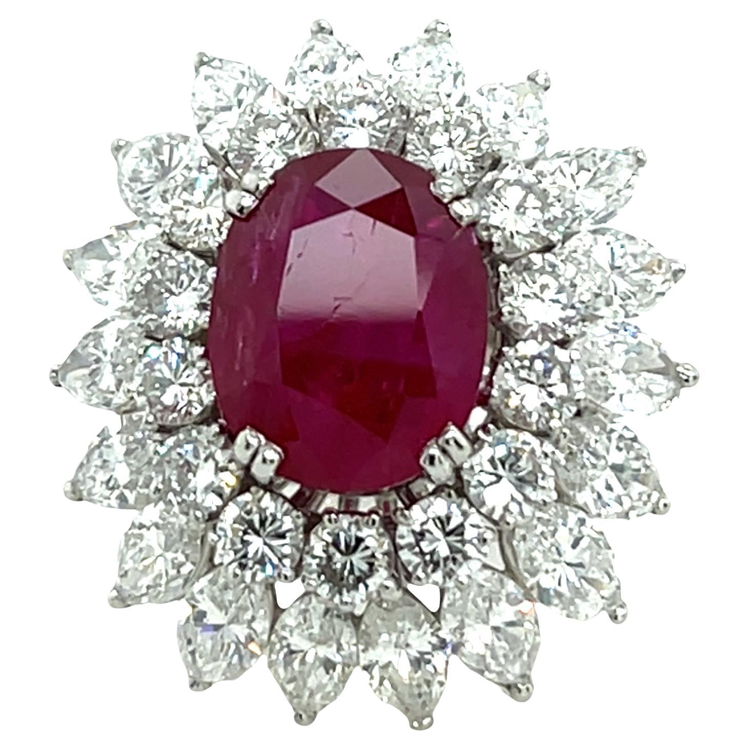 Vintage Rubin
Diamant Cluster Ring in Platin