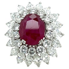 Vintage Rubin & Diamant Cluster Ring in Platin