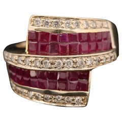 Vintage Rubin & Diamant Cluster Hochzeitsring Art Deco Rubin Diamant Cocktail-Ring