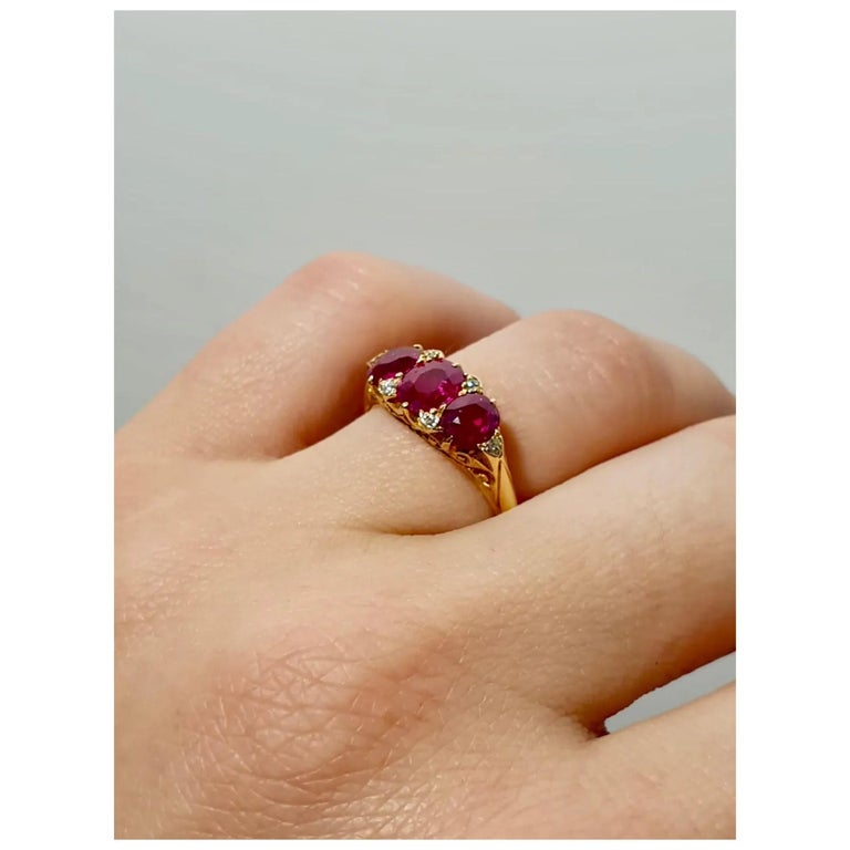 Customizable Vintage Ruby Diamond Engagement Ring ThreeStone Ruby