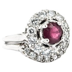 Vintage Ruby & Diamond Engagement Set