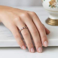 Vintage Ruby & Diamond Eternity Ring 18k Gold - 1990s