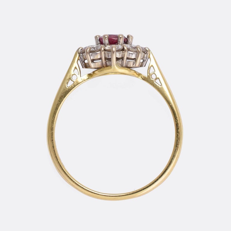 Vintage Ruby Diamond Flower Cluster Ring at 1stDibs | vintage diamond