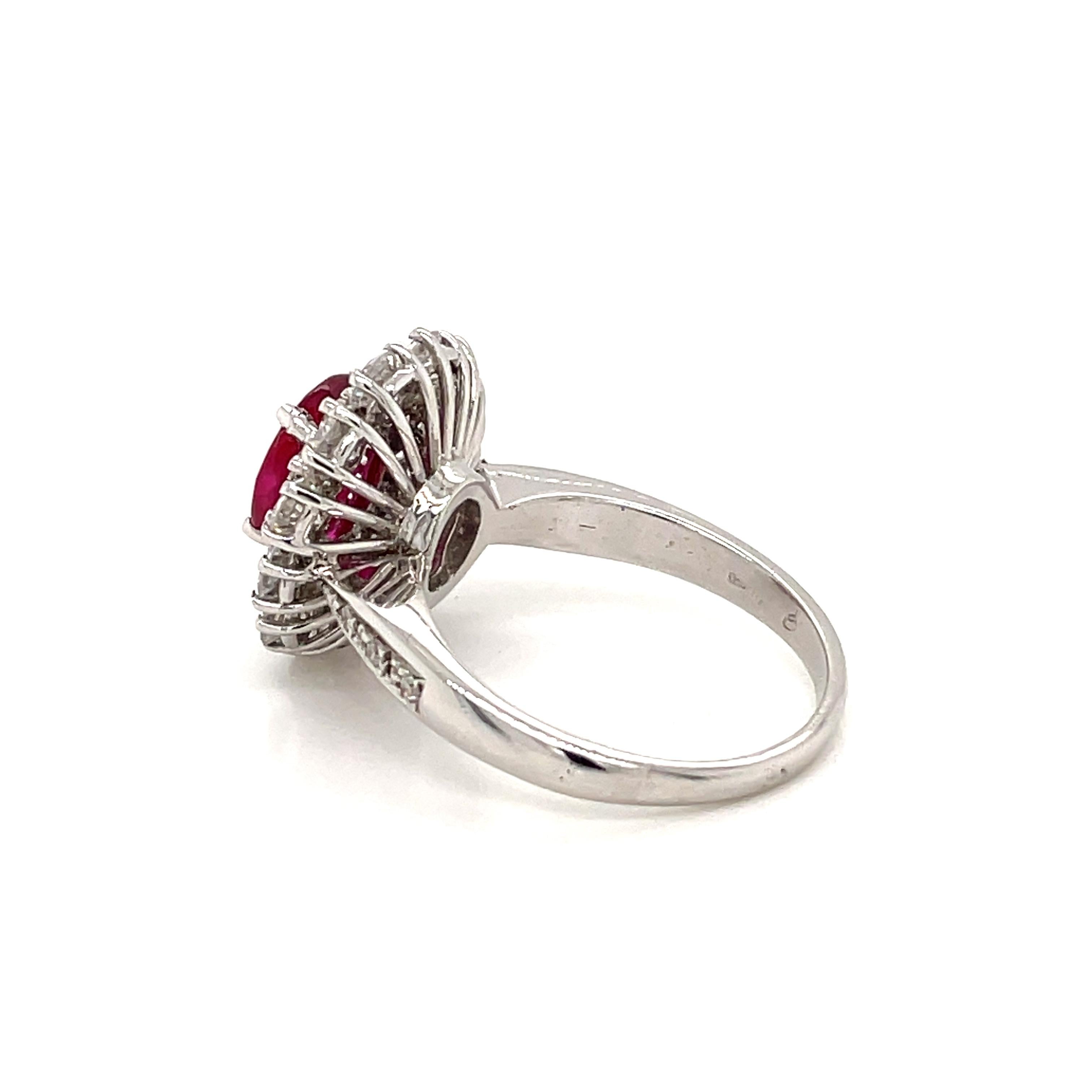 Vintage Ruby Diamond Gold Cluster Ring For Sale 4