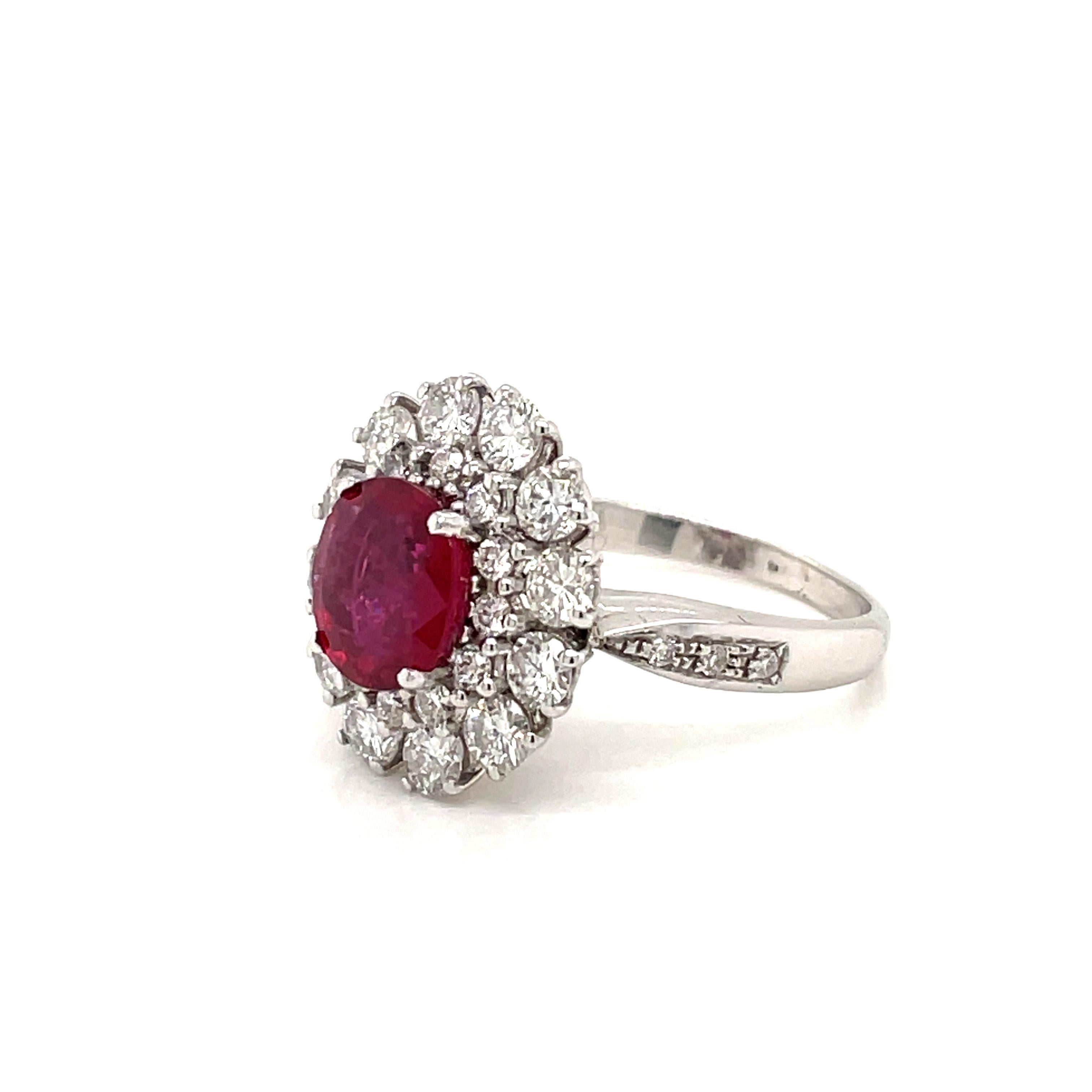 Vintage Ruby Diamond Gold Cluster Ring For Sale 5