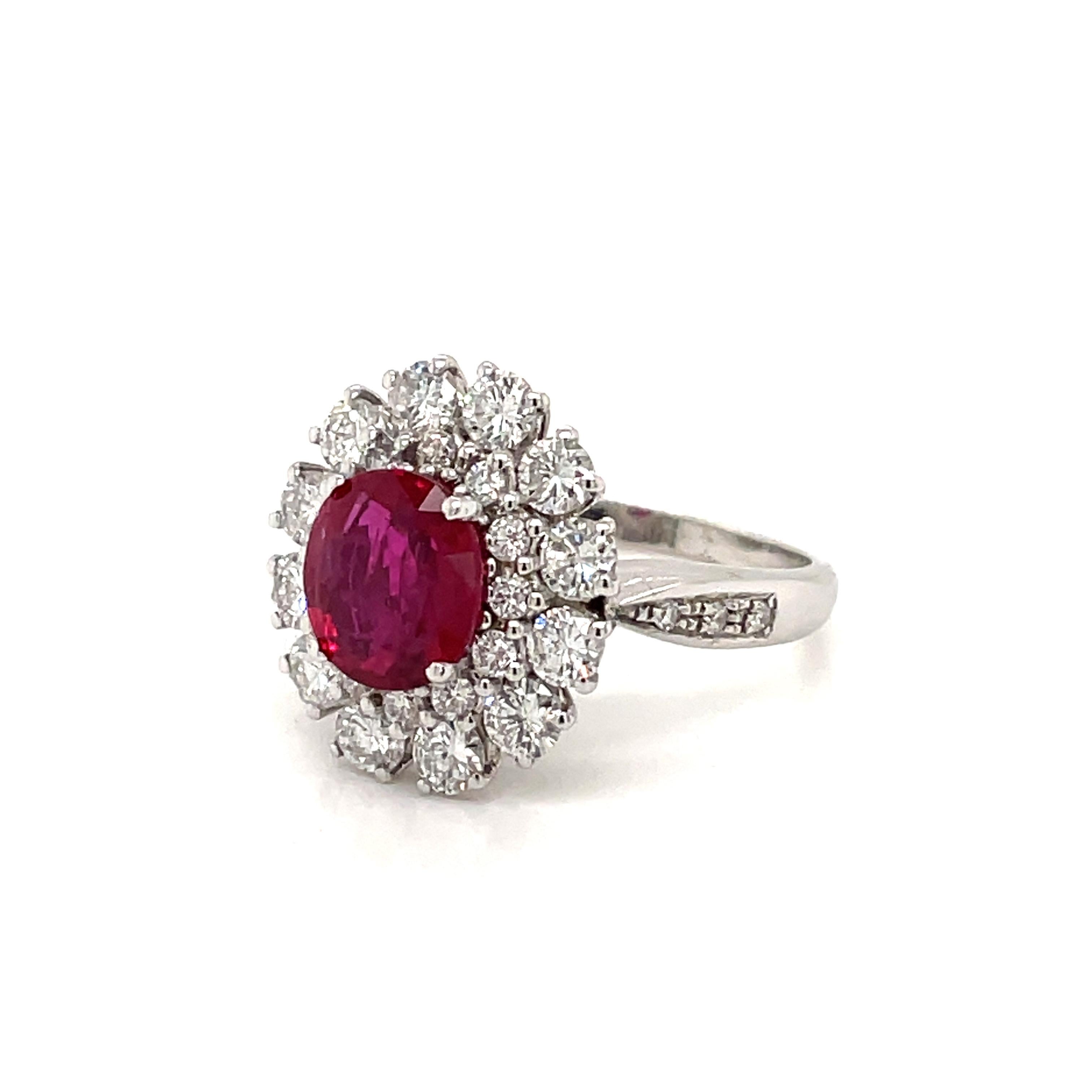 Vintage Ruby Diamond Gold Cluster Ring For Sale 6