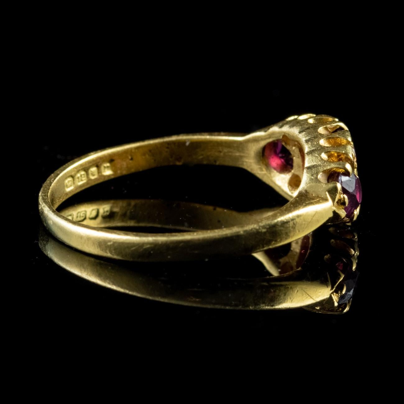 Vintage Ruby Diamond Gypsy Trilogy Ring 18 Carat Gold, London, 1972 In Good Condition In Lancaster, Lancashire