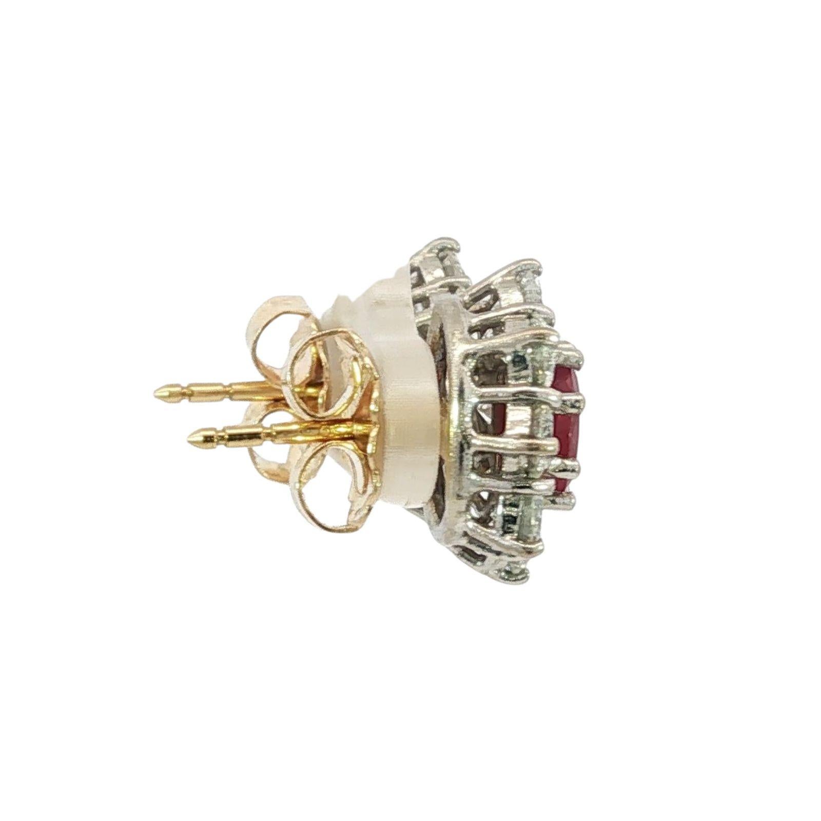 Vintage Rubin Diamant Halo Ohrstecker Platin 14K Backs Burma erhitzt ~4.4ctw im Angebot 4