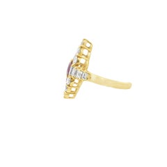 Vintage Ruby & Diamond Marquise Ring in 18k Gold
