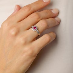 Vintage ruby diamond platinum cluster ring