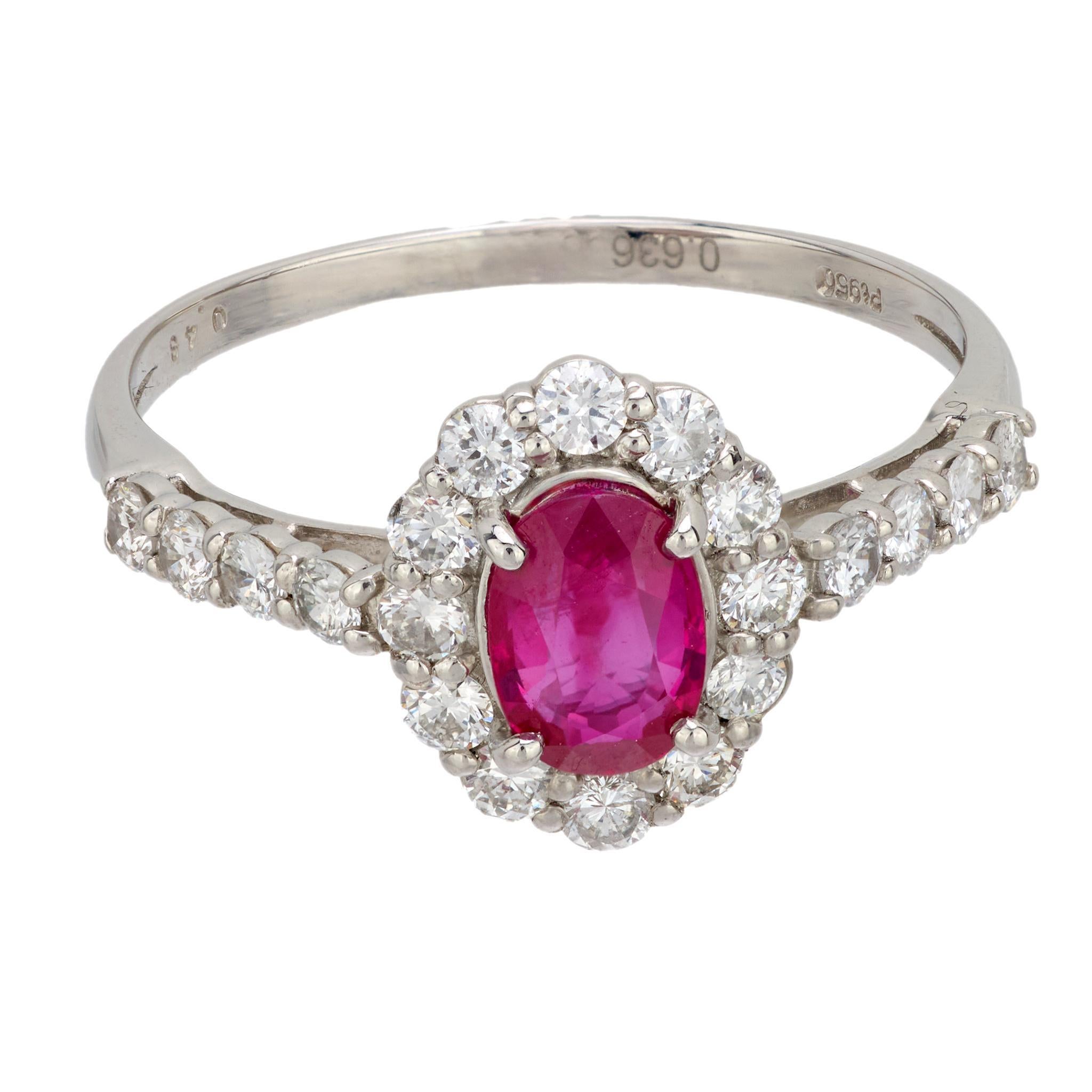 Vintage Rubin-Diamant-Platin-Cluster-Ring (Moderne) im Angebot
