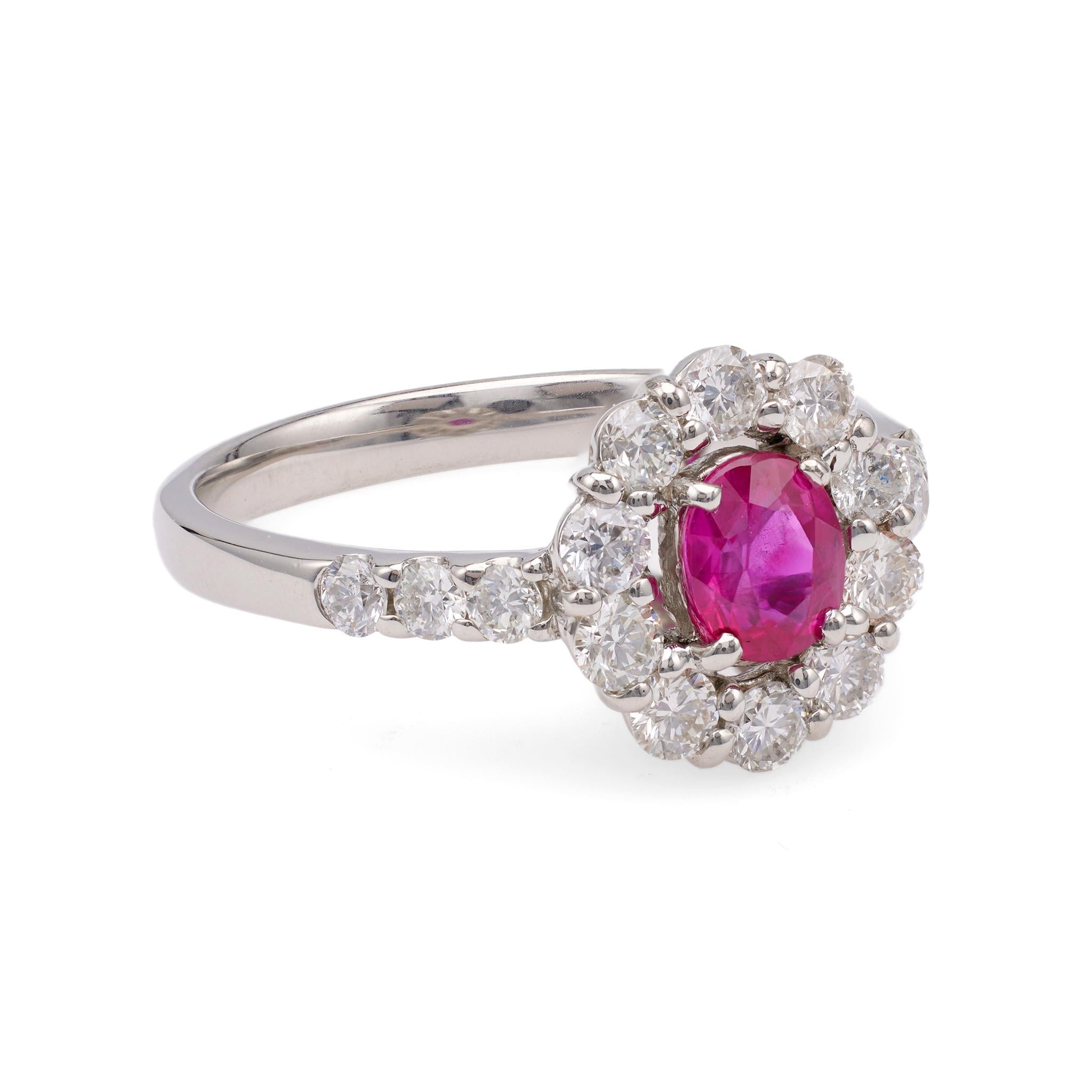 Vintage Ruby Diamond Platinum Ring In Excellent Condition For Sale In Beverly Hills, CA