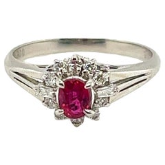 Vintage Ruby Diamond Platinum Ring