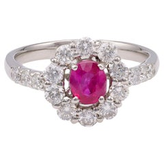 Platin-Ring mit Rubin und Diamant