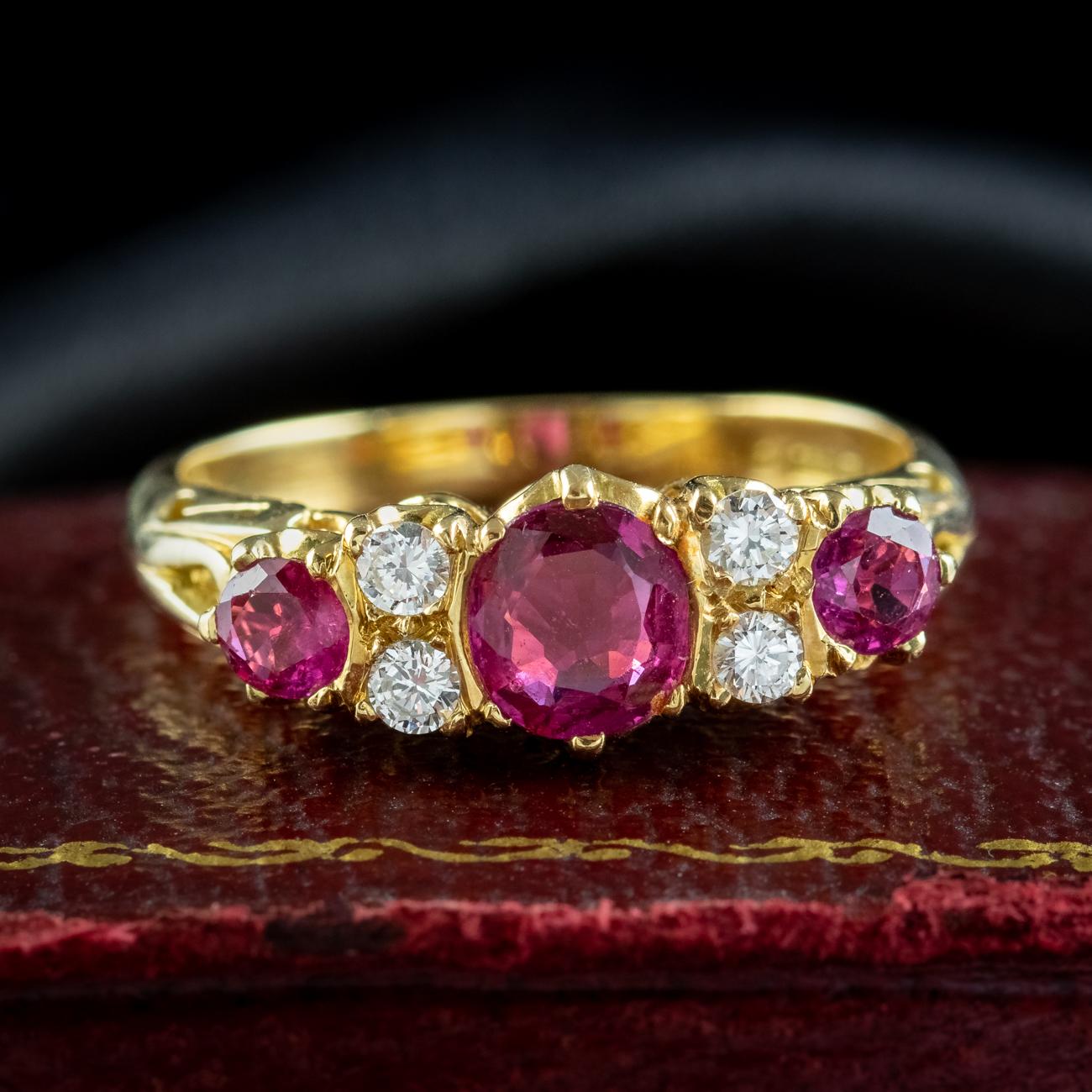 Vintage Ruby Diamond Ring 1.2ct Ruby Dated 1989 with Certificate For Sale 5