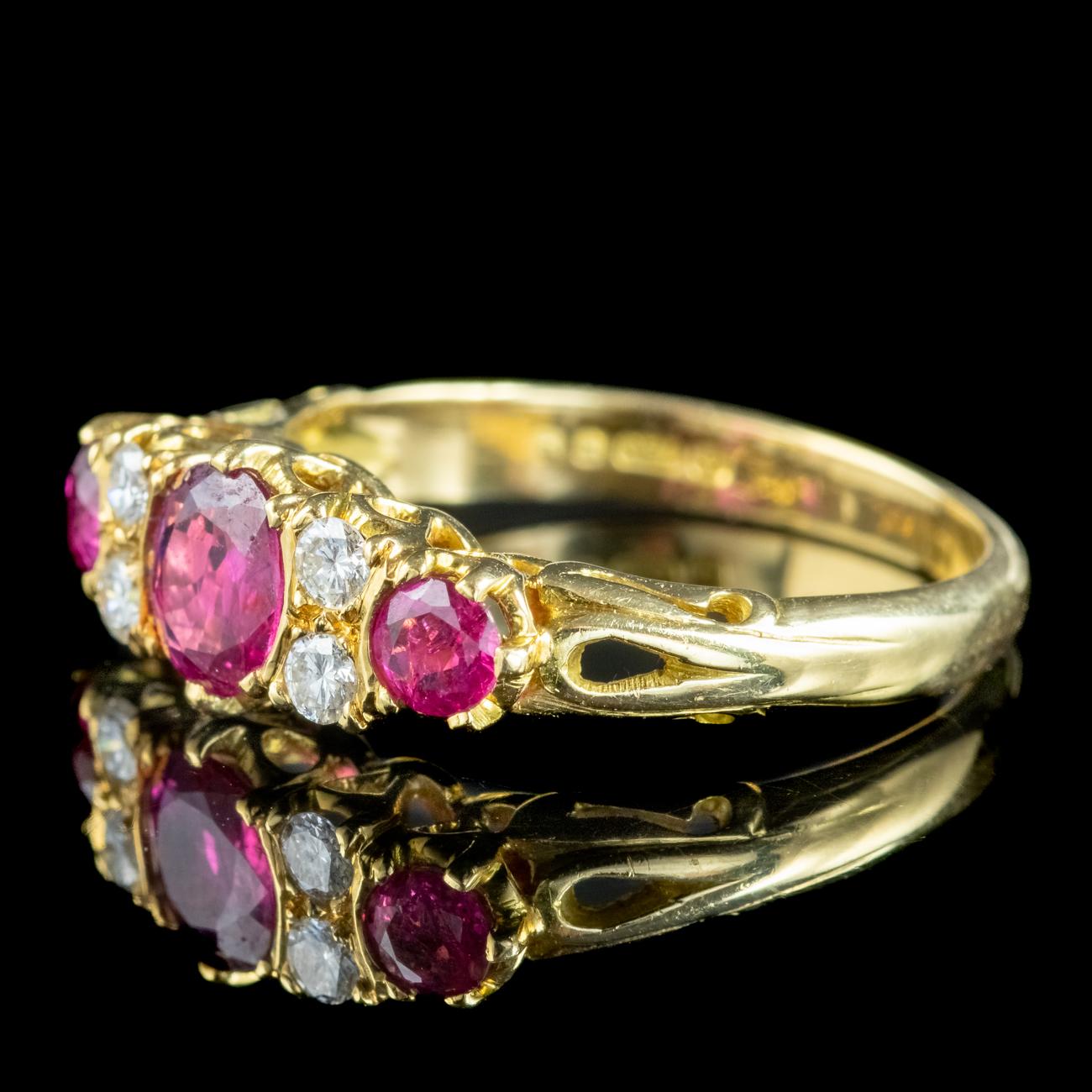 Vintage Ruby Diamond Ring 1.2ct Ruby Dated 1989 with Certificate In Good Condition For Sale In Kendal, GB