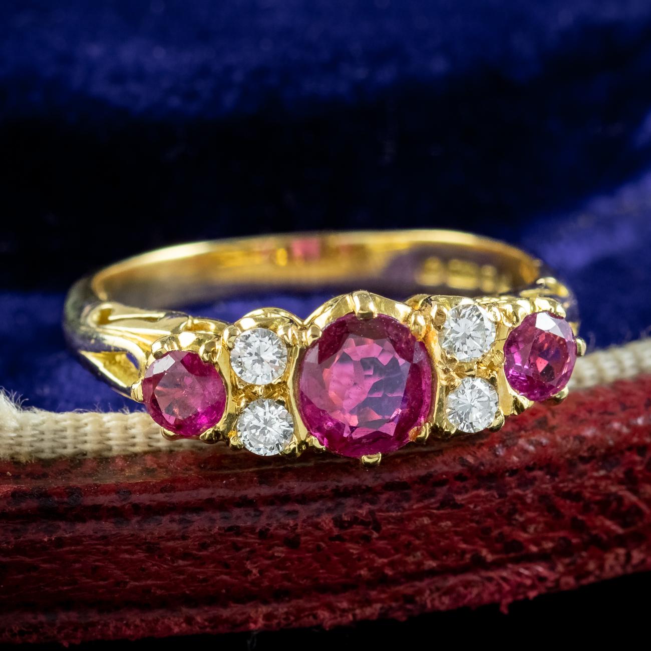 Vintage Ruby Diamond Ring 1.2ct Ruby Dated 1989 with Certificate For Sale 4