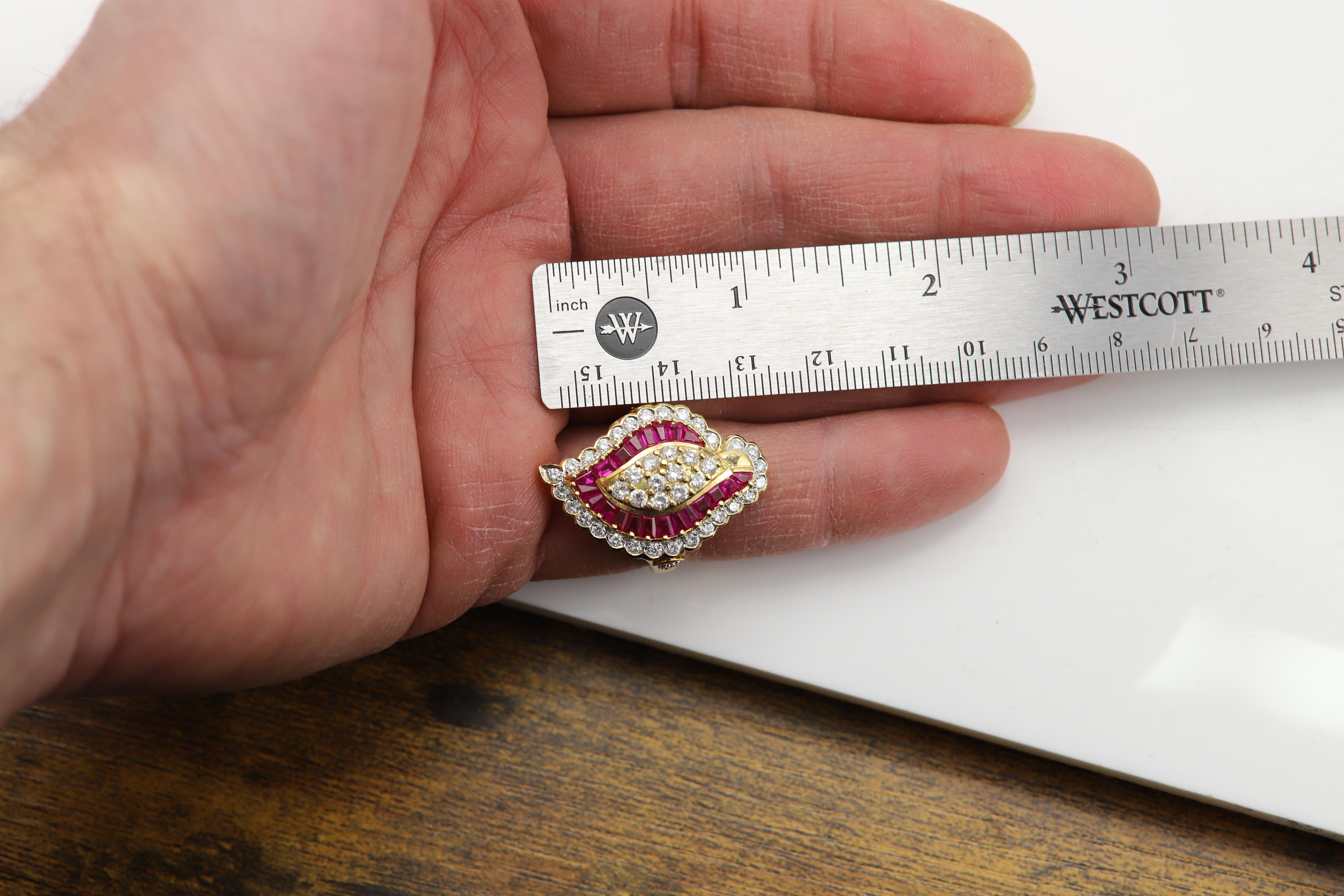Vintage Rubin-Diamant-Ring aus 18 Karat natürlichem Baguette-Rubin und natürlichen Diamanten im Angebot 7