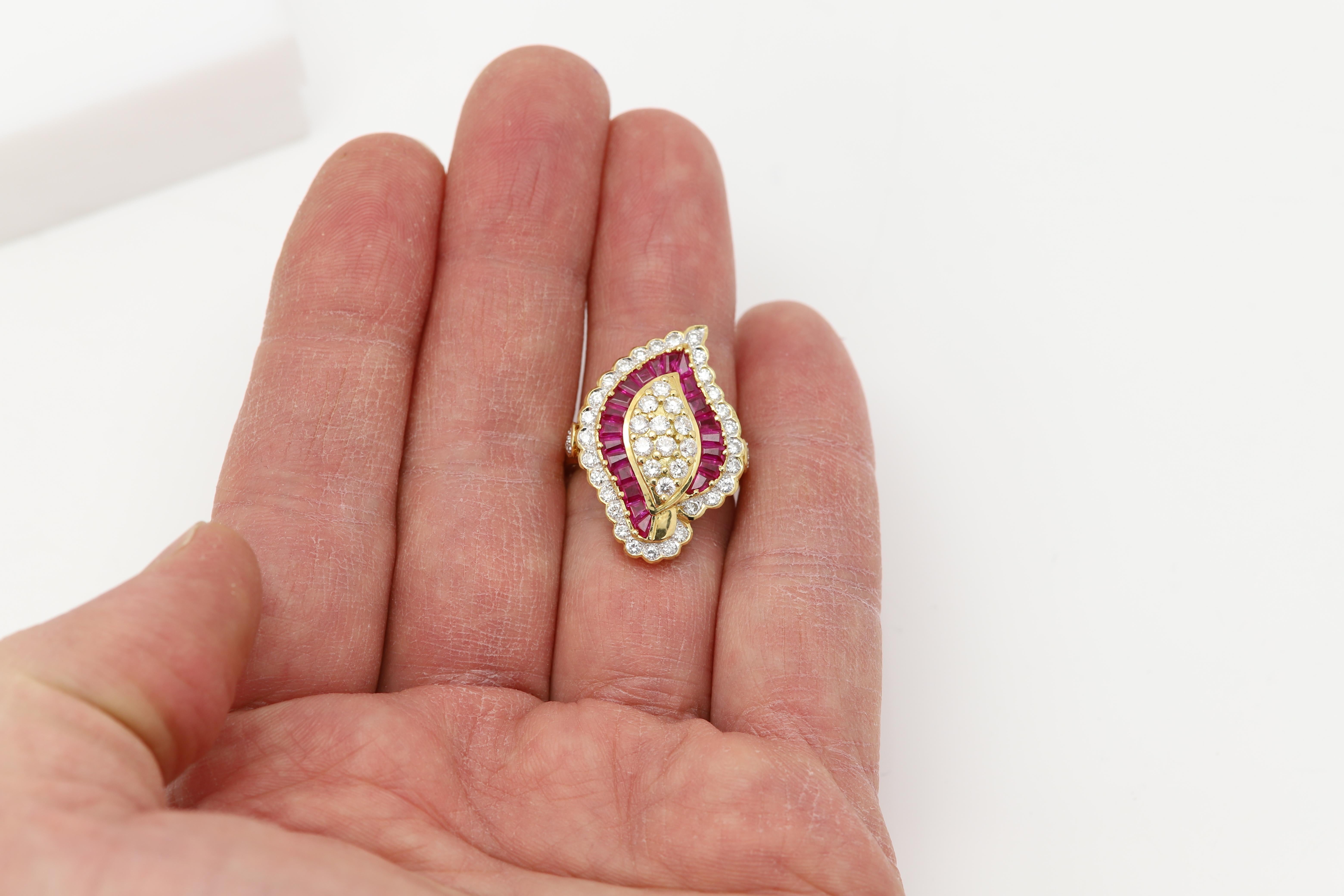 Vintage Rubin-Diamant-Ring aus 18 Karat natürlichem Baguette-Rubin und natürlichen Diamanten im Angebot 5