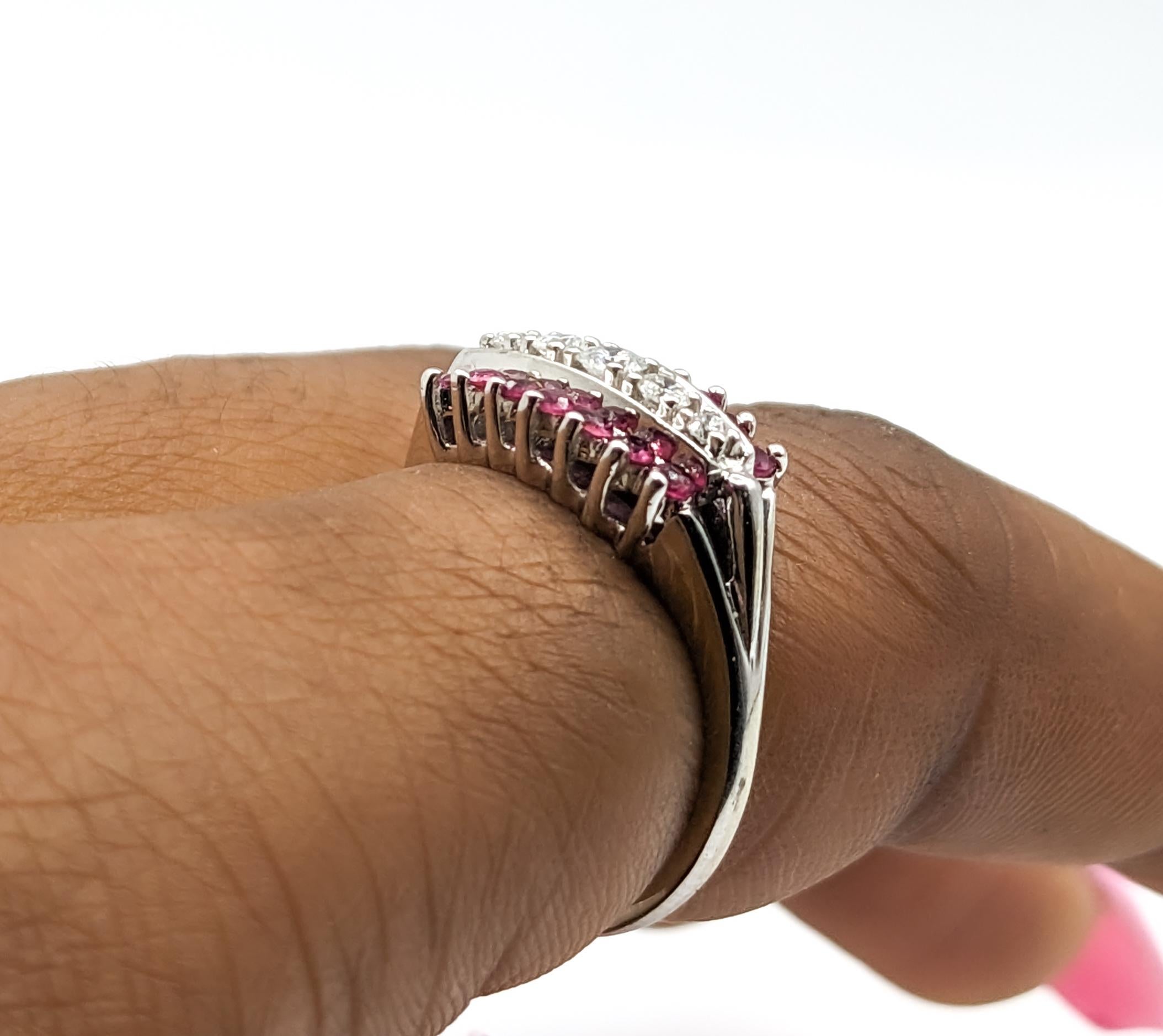 Modern Vintage Ruby & Diamond Ring In White Gold For Sale