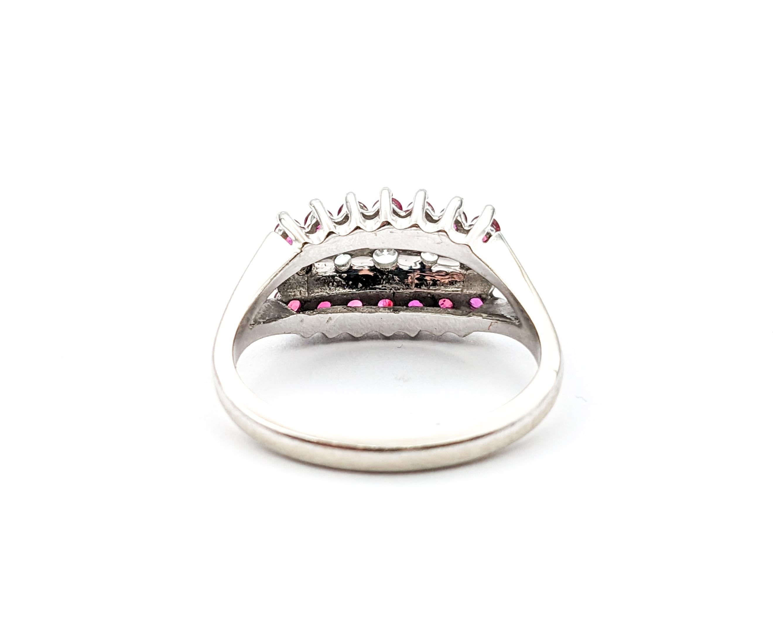 Vintage Ruby & Diamond Ring In White Gold For Sale 2
