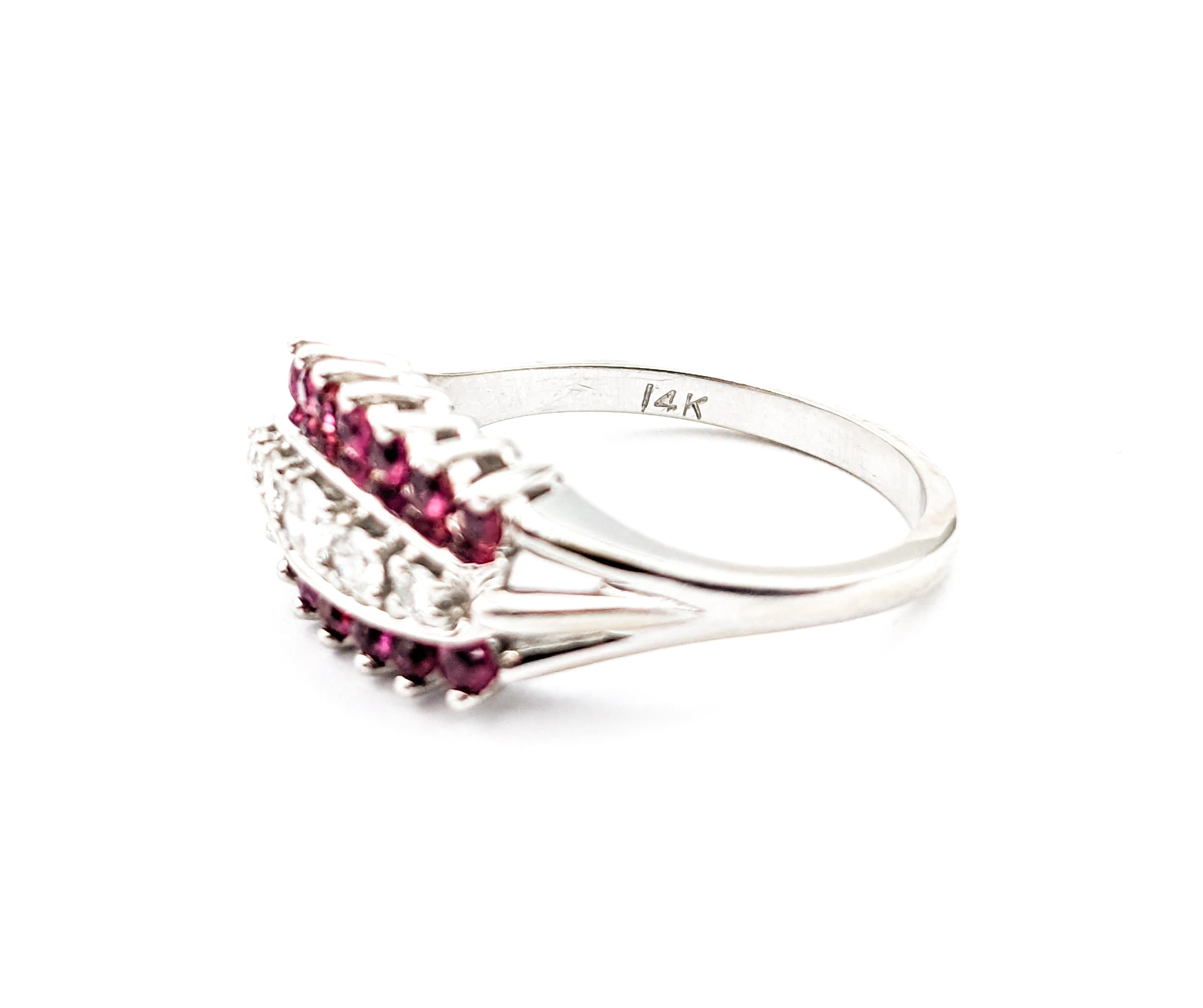 Vintage Ruby & Diamond Ring In White Gold For Sale 3