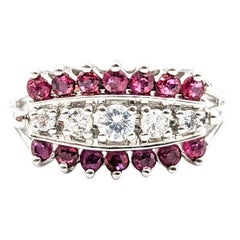 Retro Ruby & Diamond Ring In White Gold