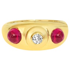 Vintage Ruby Diamond Ring in Yellow Gold