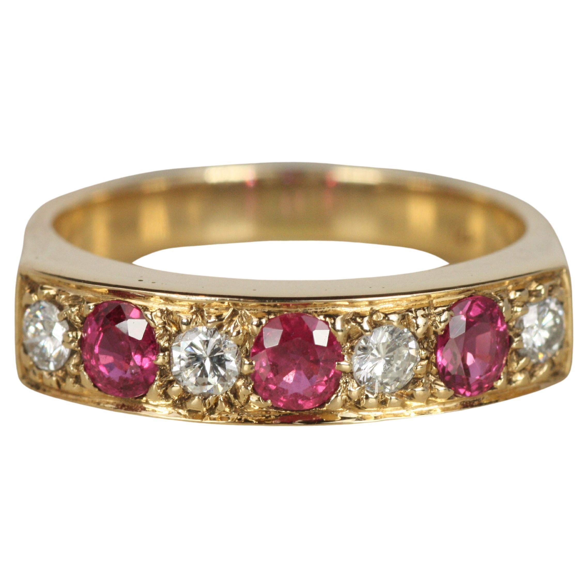 Vintage Rubin Diamond Studded Band Ring