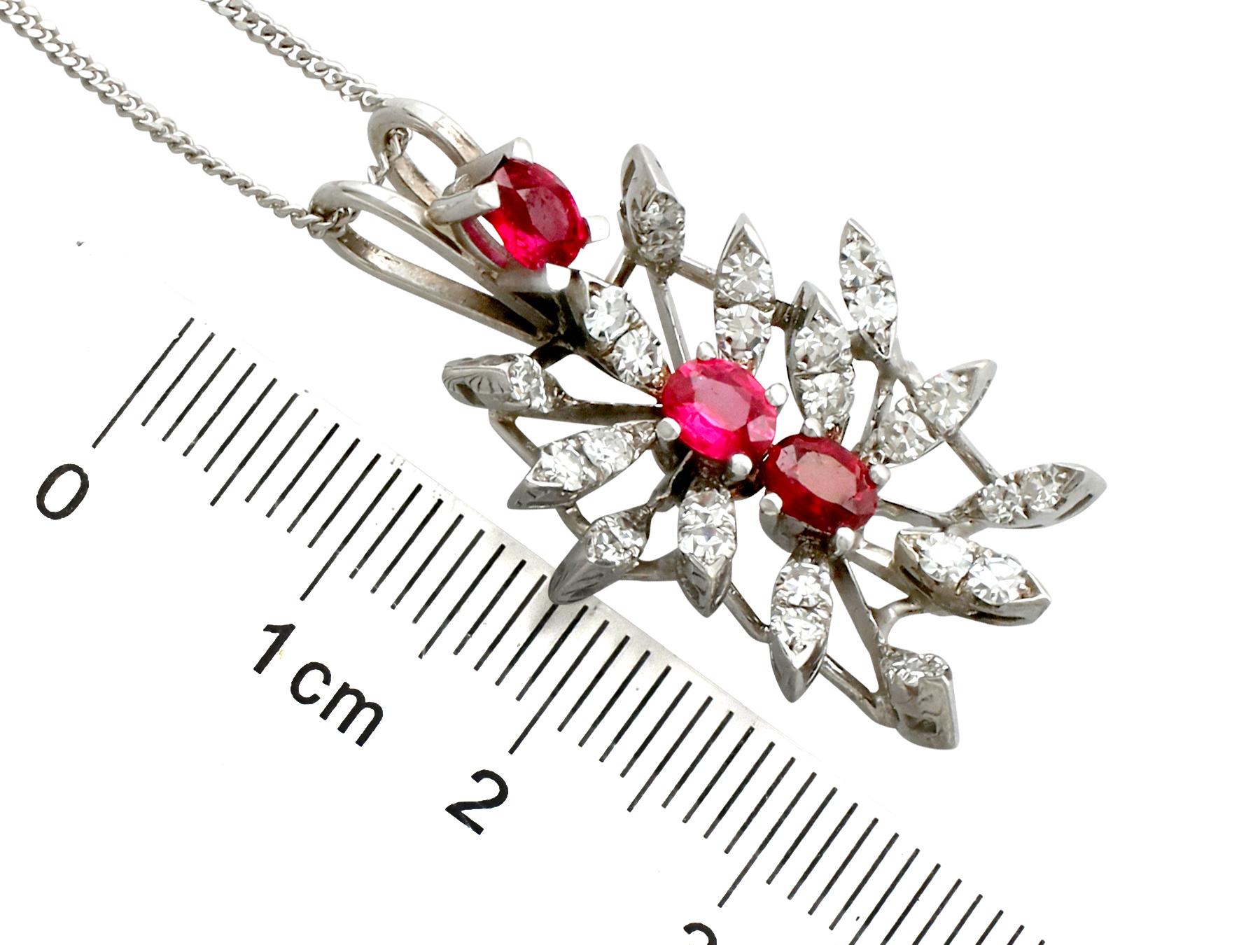 Vintage 1970s Ruby Diamond White Gold Pendant 1