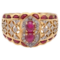 Vintage Ruby Diamond Yellow Gold Ring Vintage Ruby Diamond Yellow Gold Ring