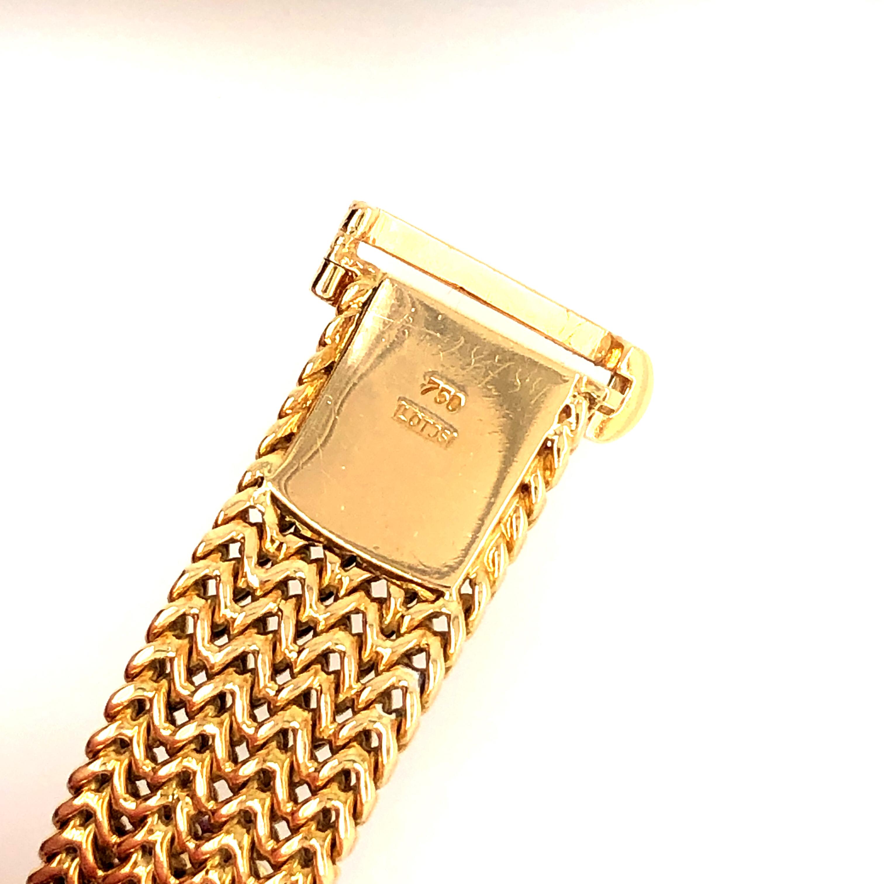 Women's Vintage Ruby and Diamonds 18 Karat Yellow Gold Mesh Bracelet