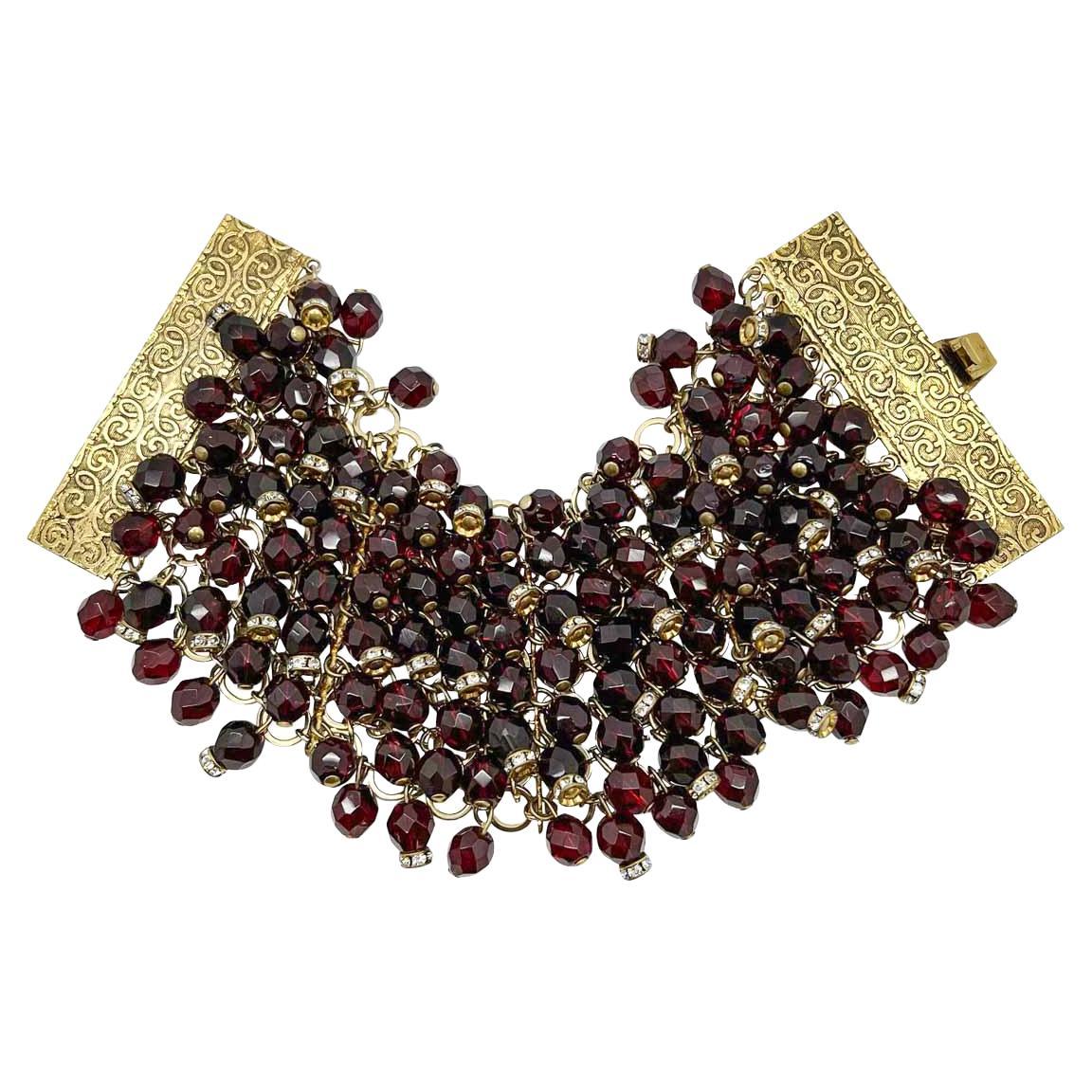 Vintage Ruby Droplet Statement Cuff 1940s For Sale