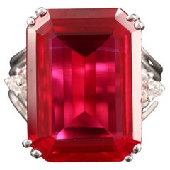 Unique 6 Carat Ruby Engagement Ring with Diamond Accented Shoulder Cocktail Ring