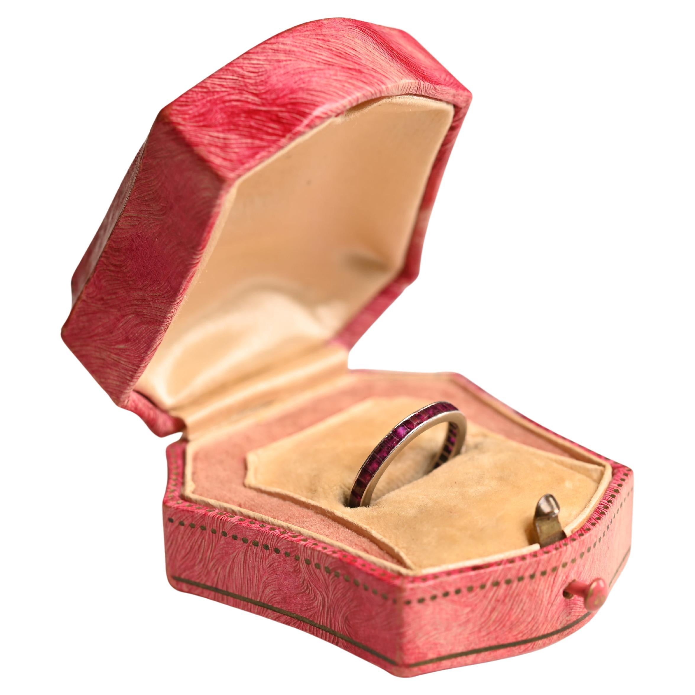 Vintage Ruby Eternity Band, Platinum