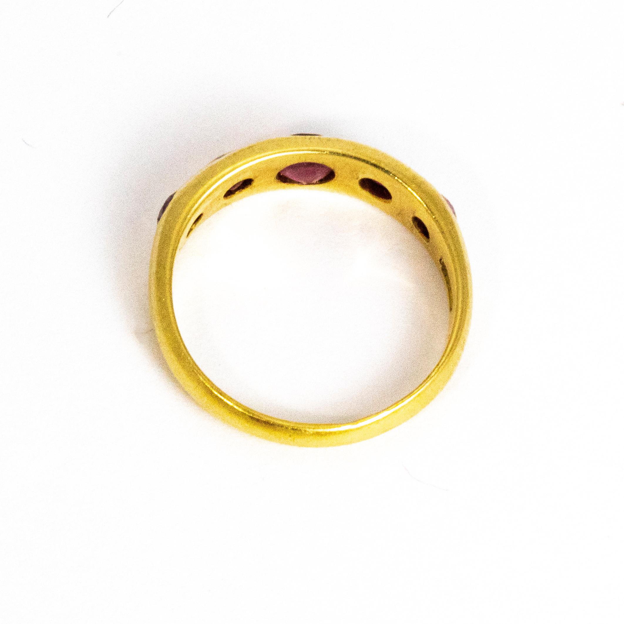 Vintage Ruby Five-Stone 18 Carat Gold Band 1