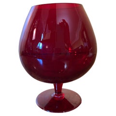 Vintage Ruby Glass Balloon Brandy Glass