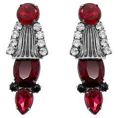 vintage ruby glass earrings 1960s